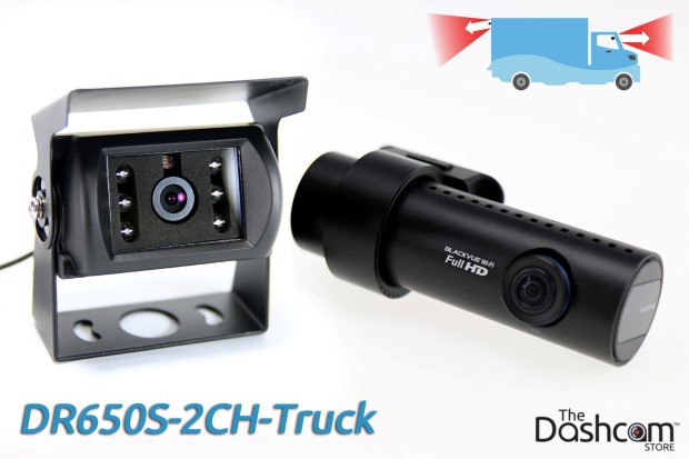 BlackVue DR650S-2CH-Truck dash cam with waterproof exterior rear lens for front and rear video recording