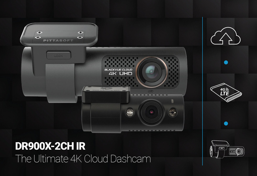 BlackVue DR900X-2CH-IR 4K Dash Cam Promo Graphic | The Ultimate Front & Interior Cloud Dashcam