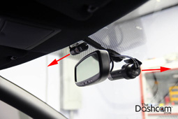 photo of a BlackVue DR650S-2CH-IR front and inside-facing dashcam installed in a Nissan GT-R