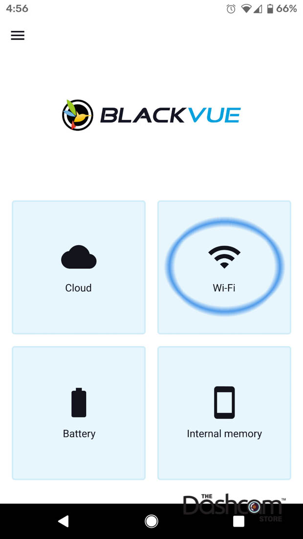 image: BlackVue Cloud App Main Menu: Direct WiFi Selection