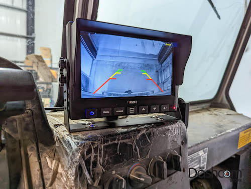 Monitor With Rear Camera Views Of FedEx Truck