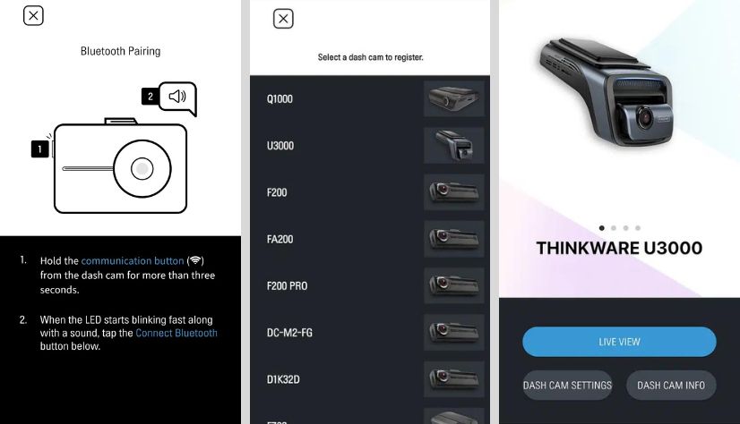Thinkware U3000 Dash Cam Easy Device Pairing