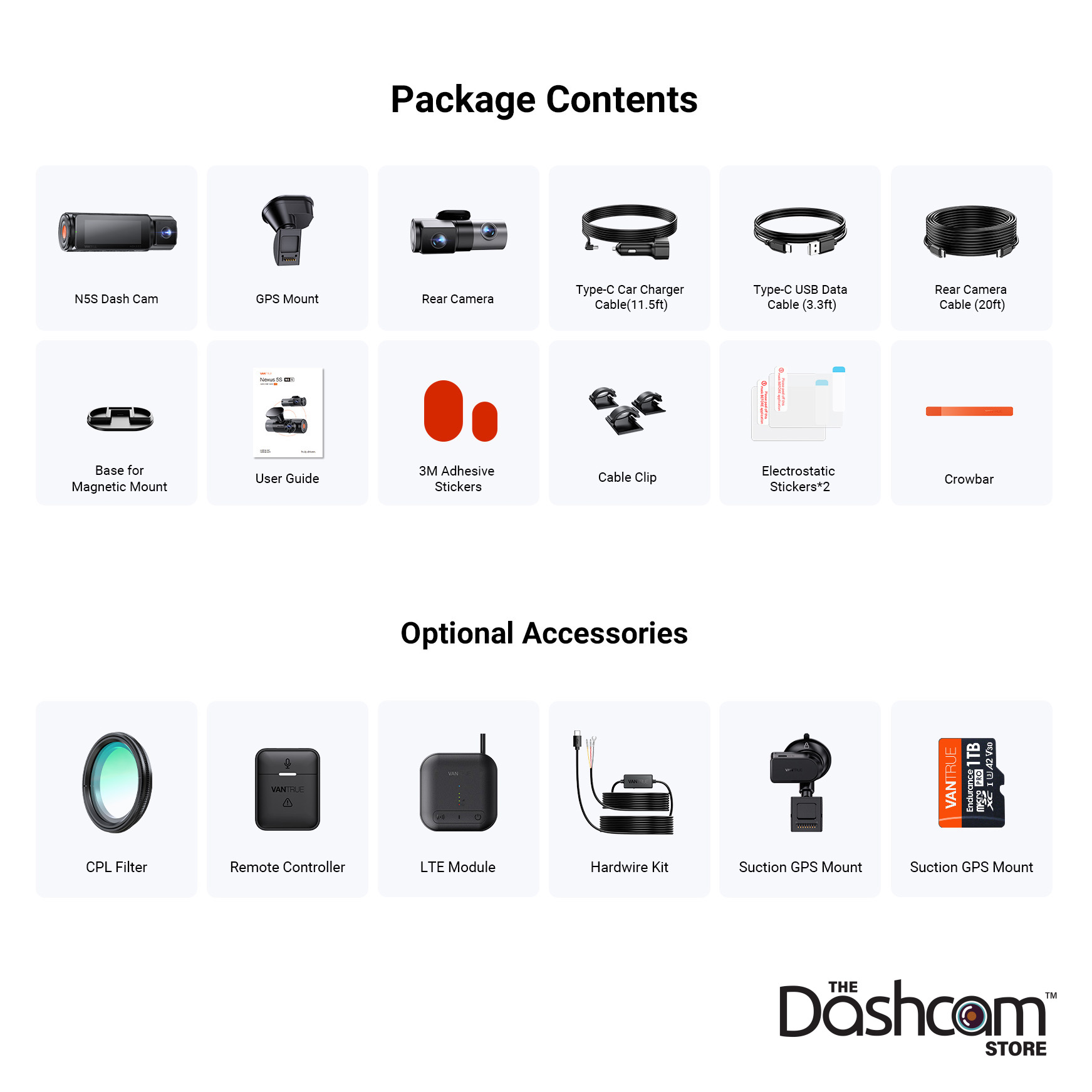 Vantrue N5S Box Contents