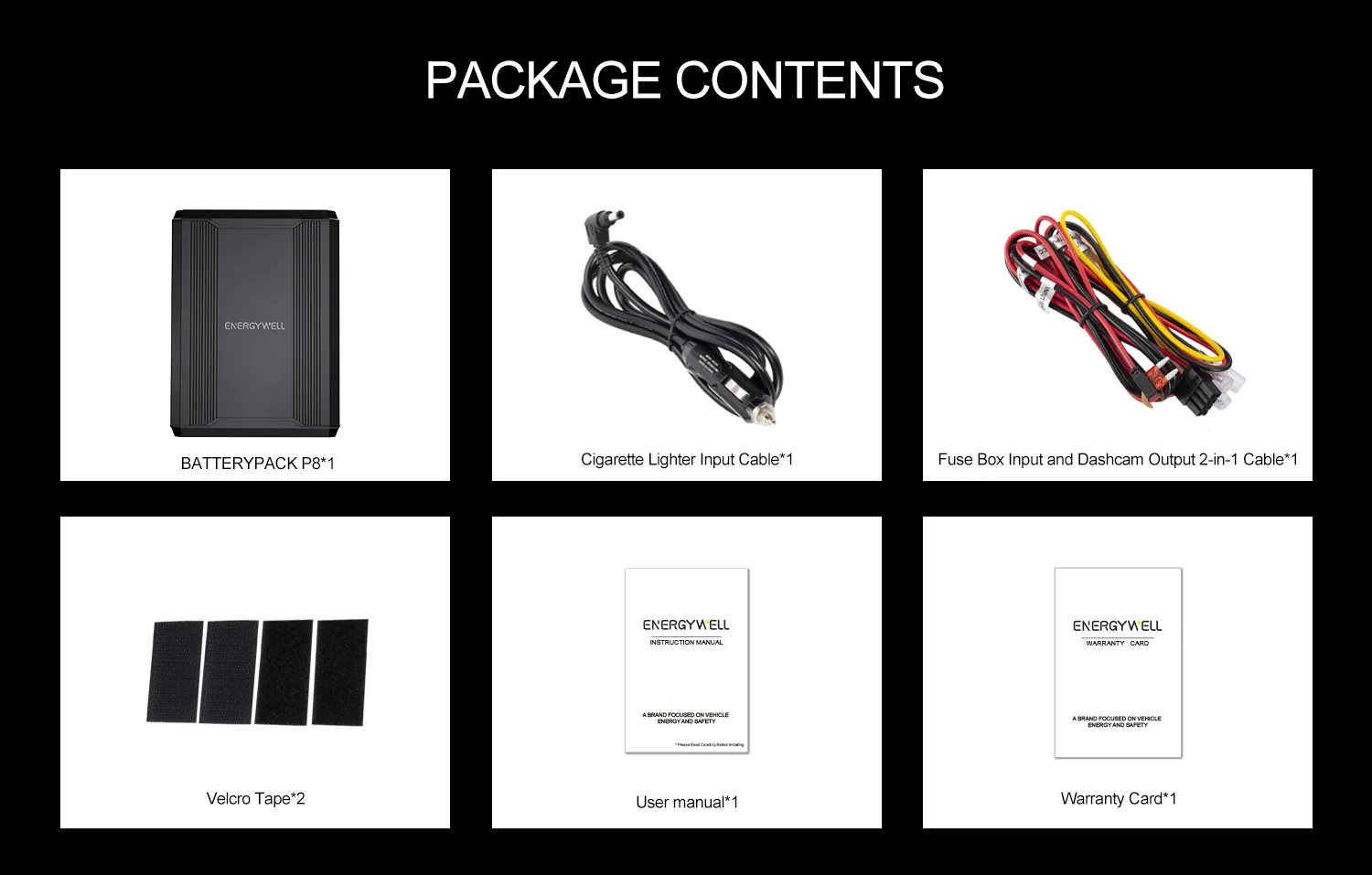 Energywell P8 Battery Pack | Retail box contents