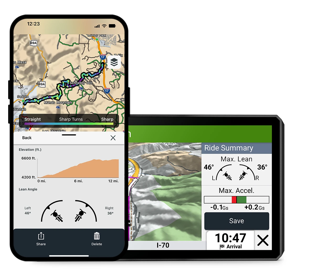 Garmin Zumo XT3 Motorcycle GPS Navigator | Lean Angles