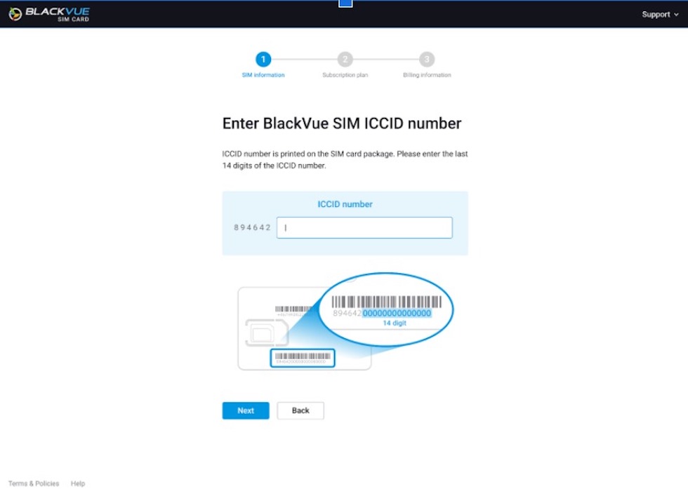 How To Enter ICCID Number On BlackVue Portal