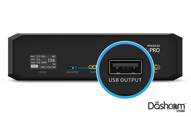 Close up view of the IROAD Powerpack Pro 12 USB port