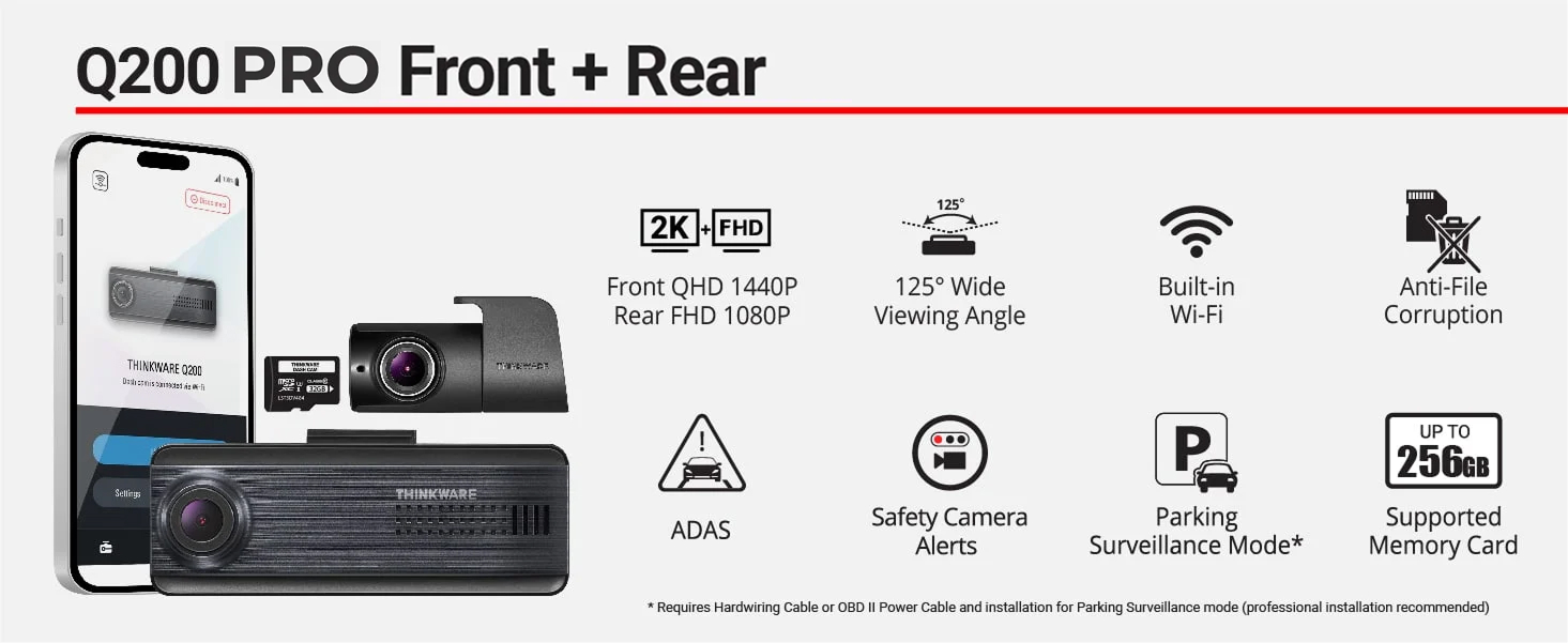 Thinkware Q200 PRO Front + Rear Dash Cam banner