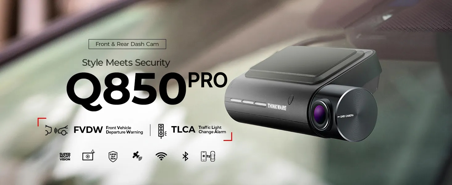 Thinkware Q850 PRO Front + Rear Dash Cam Banner Graphic