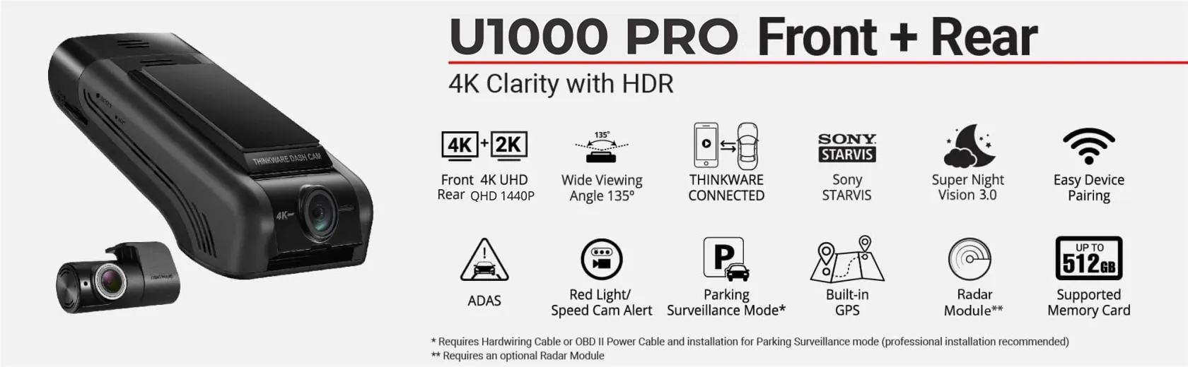 Thinkware Dash Cam U1000 PRO Banner