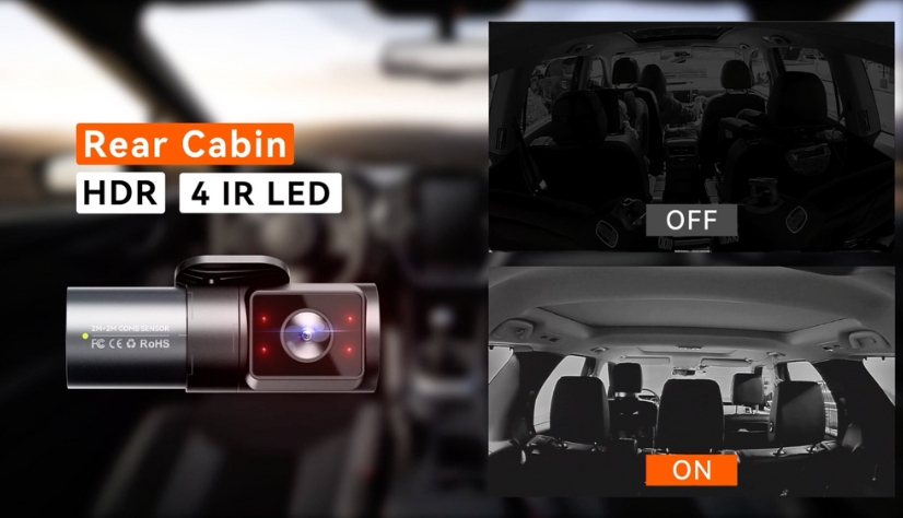 Vantrue Nexus 5 Dash Cam | Interior Camera: 4 IR LED Lights