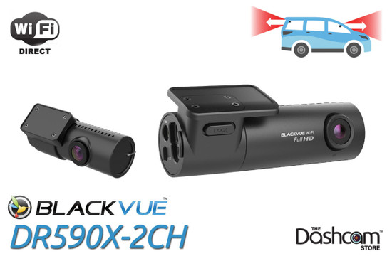 DR590X-2CH BlackVue Dual-Lens Dash Cam | Budget-Friendly Forward & Rear Recording Dash Cam for Heavy Duty Cars & Trucks