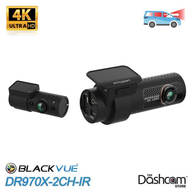 image: The best dashcam for Uber and Lyft rideshare drivers is the BlackVue 4K DR970X-2CH-IR front and interior dashcam