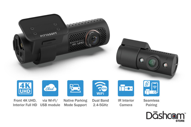 DR900X-2CH-IR-PLUS Dash Cam Front + Interior System | Features Promo Graphic