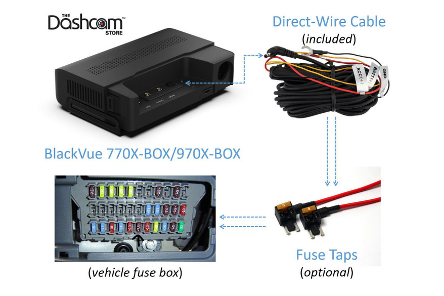 BlackVue DR970X-BOX-2CH-PLUS Dash Cam With Direct-Wire Harness and Fuse Tap Bundle | For safe and quick plug-in connection to the fuse box