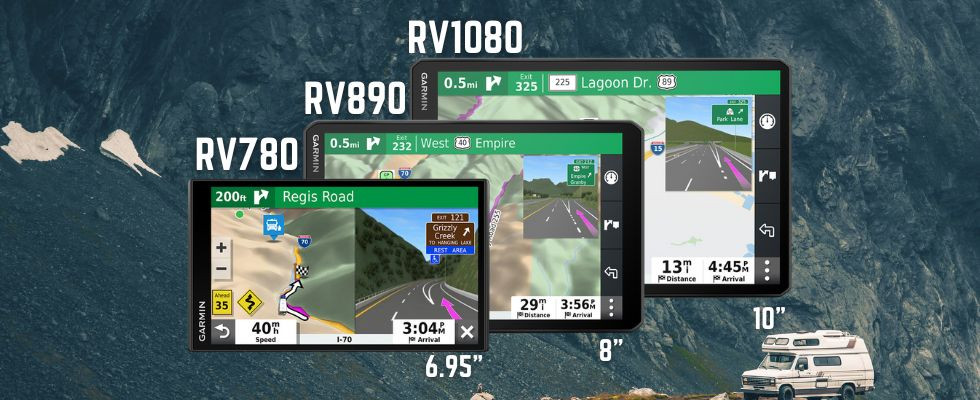 Garmin RV 780/890/1090 Graphic Showing Size Difference