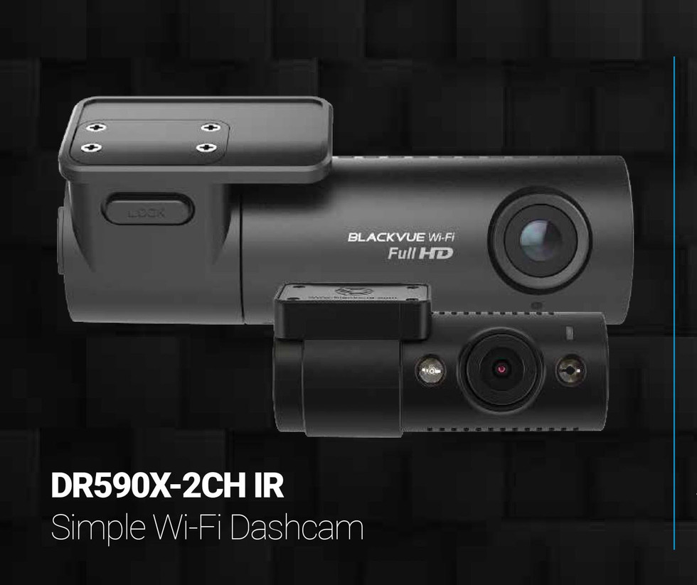 BlackVue DR590X-2CH-IR Dash Cam Promo Graphic | The Simple WiFi Nightvision Front+Inside-Facing Dash Cam