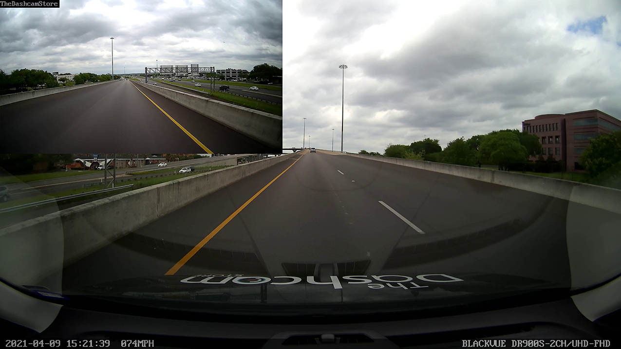 DR900X-2CH-PLUS Dash Cam Front + Rear Recording Footage Example