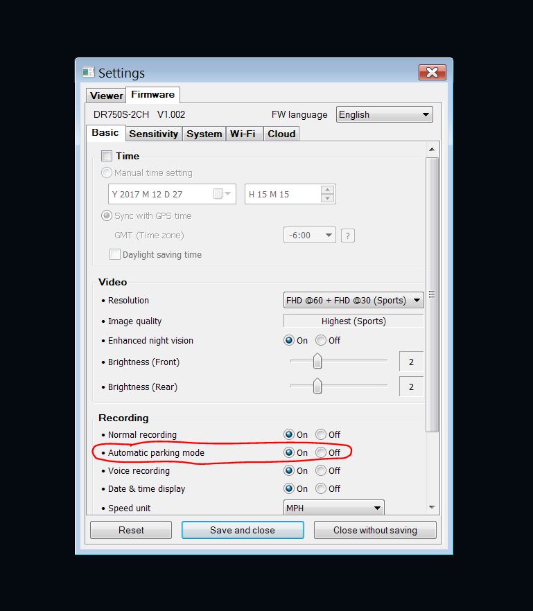 BlackVue Parking Mode Firmware Settings, Basic | The Dashcam Store Blog