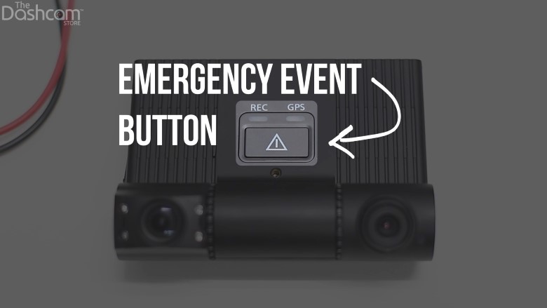 The EOS VT-300 features an emergency event button for drivers to manually tag or lock videos to the unit. | The Dashcam Store Blog